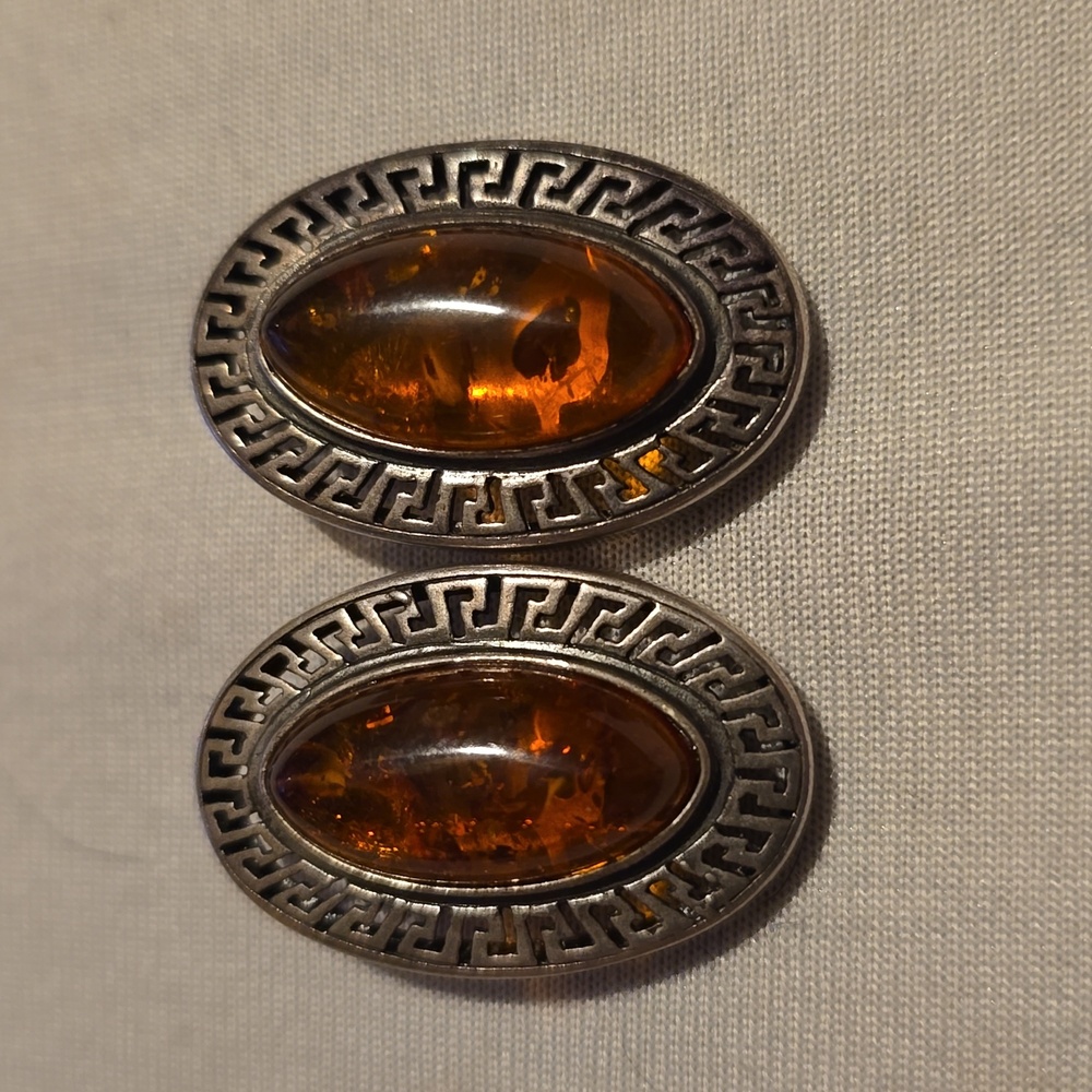 Baltic amber silver earrings. Clip on.